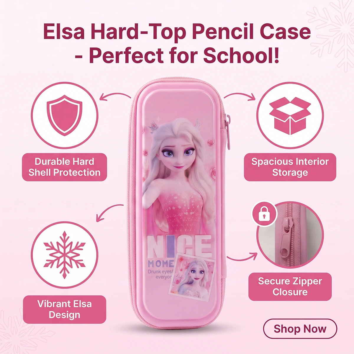 Pink Color Elsa Character Pencil Box Trending Accessories