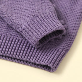 Girls Purple Floral Raglan Sleeve Cardigan Sweaters & Cardigans