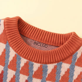 Girls Red Jacquard Long Sleeve Sweater Sweaters & Cardigans