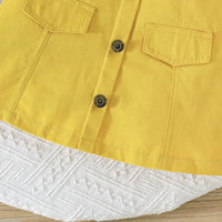 Girls Yellow Self-Design Crop Length Top With Skirt Sets 2 pc. Sets