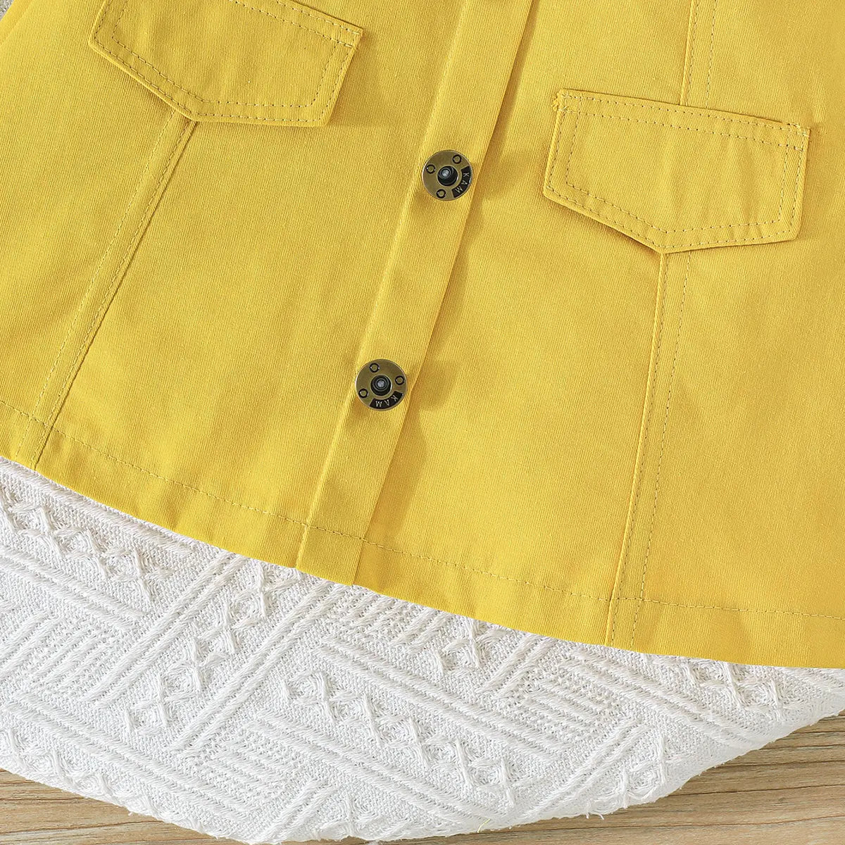 Girls Yellow Self-Design Crop Length Top With Skirt Sets 2 pc. Sets