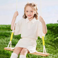 Girls Short Sleeve Polo T-Shirt With Elasticated Skirt Set 2 pc. Sets White 1-2 Y 