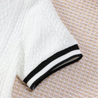 Boys White Self Designed Short Sleeves Knitted Polo T-Shirt Tshirts