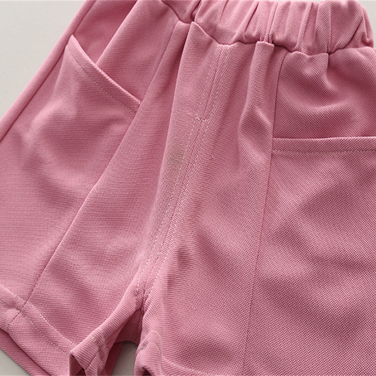 Boys Pink V-Neck Short Sleeve T-Shirt With Elasticated Shorts Set Sets