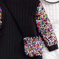 Girls Black Sequin Embellished Long Sleeve Dress Casual Dresses