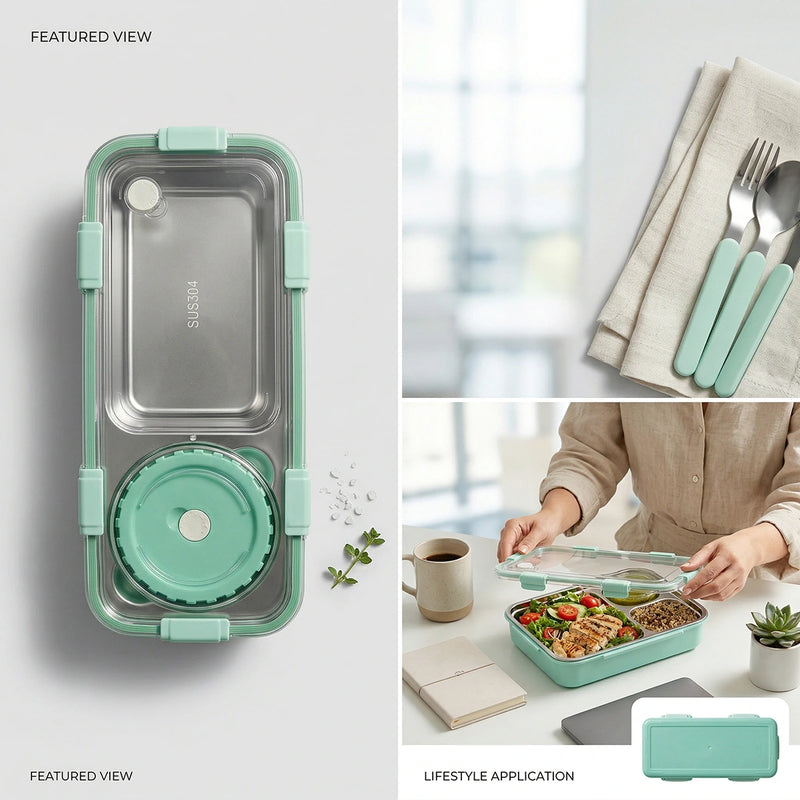Kids Mint Green Leak-Resistant School Lunch Box Trending Accessories