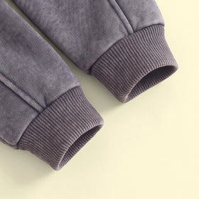 Girls Grey Fleece Butterfly Applique Jacket & Pants Co-ord Sets Sets
