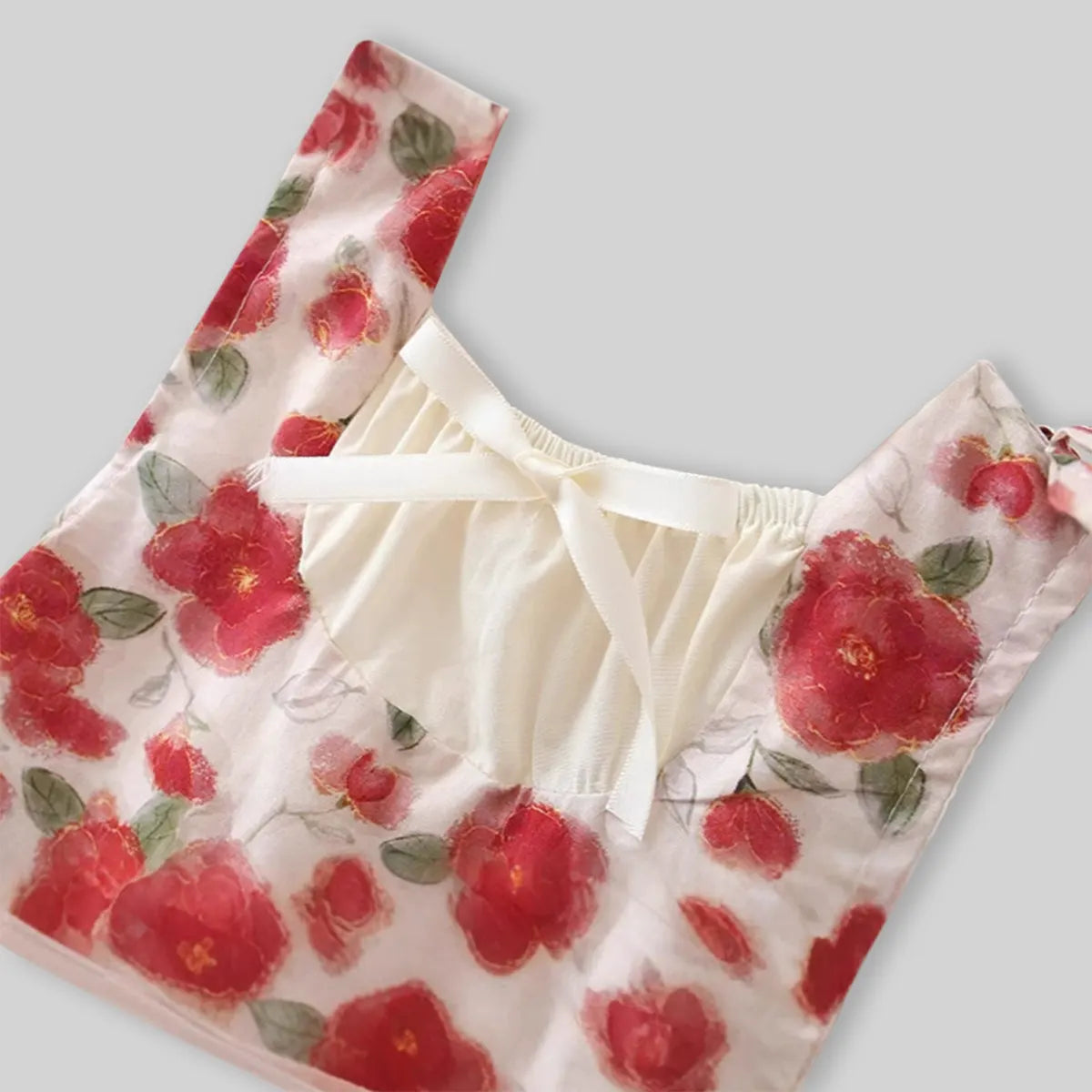 Girls Red Floral Print Sleeveless A-line Dress With Matching Sun Hat Casual Dresses