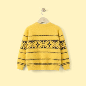 Boys Yellow Self-Design Regular Sweater Sweaters & Cardigans