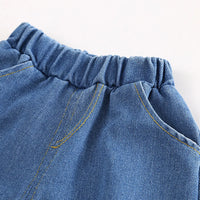 Boys Green Stripes Shirt With Denim Jogger Sets Sets