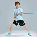 Boys Light Blue Abstract Printed Summer T-Shirt With Shorts Set 2 pc. Sets Light Blue 5-6 Y