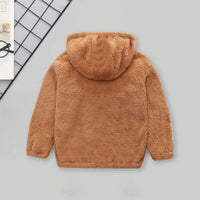 Girls Brown Fur Front Zipper Hooded Winter Jacket Coats & Jackets