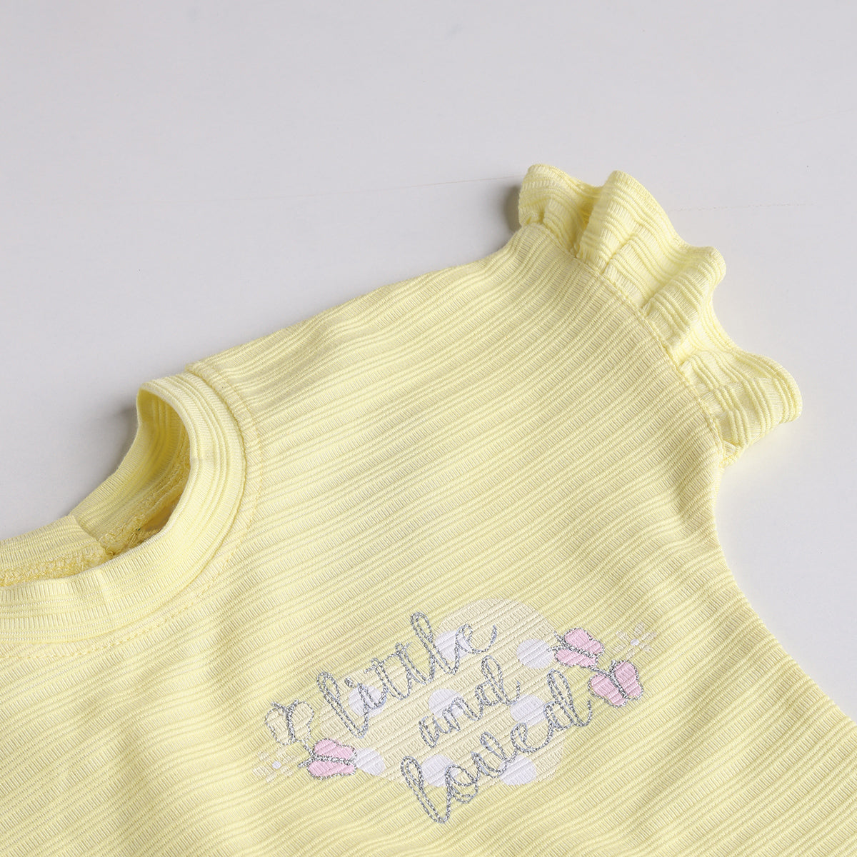 Girls Yellow Floral Applique T-Shirt With Denim Shorts Sets 2 pc. Sets