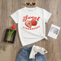 Girls White Strawberry Print Short Sleeve T-Shirt Tshirts White 2-3 Y