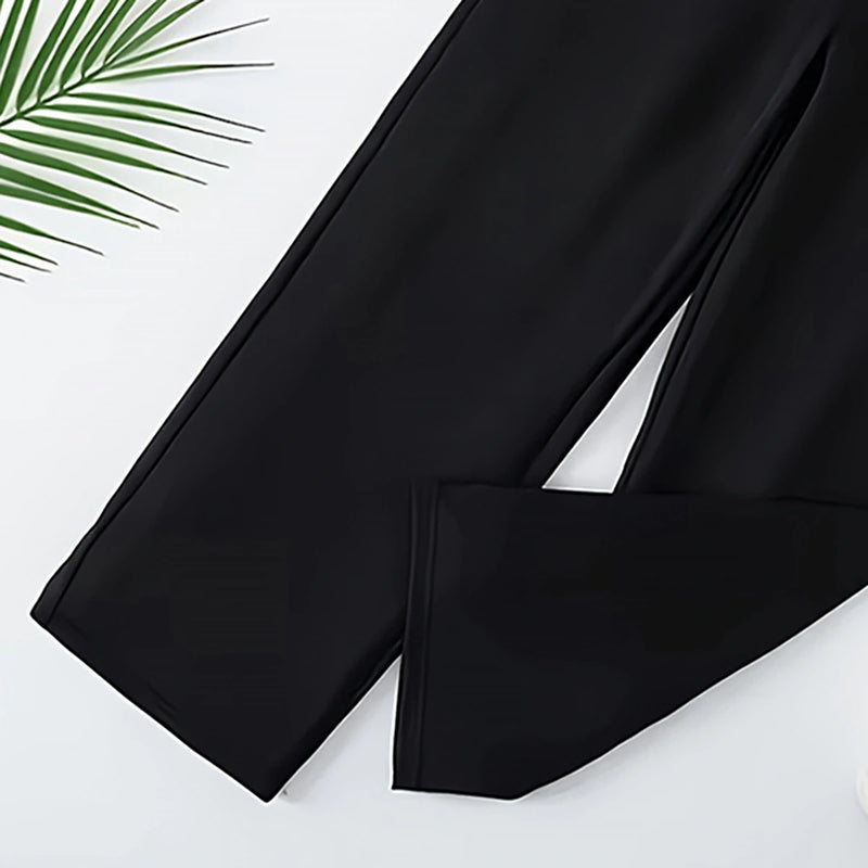 Girls Black Bow Graphic Top With Wide-Leg Pants Sets Sets