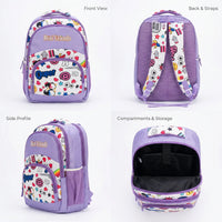Girls Purple Emoji Print Polyester School Backpack Trending Accessories