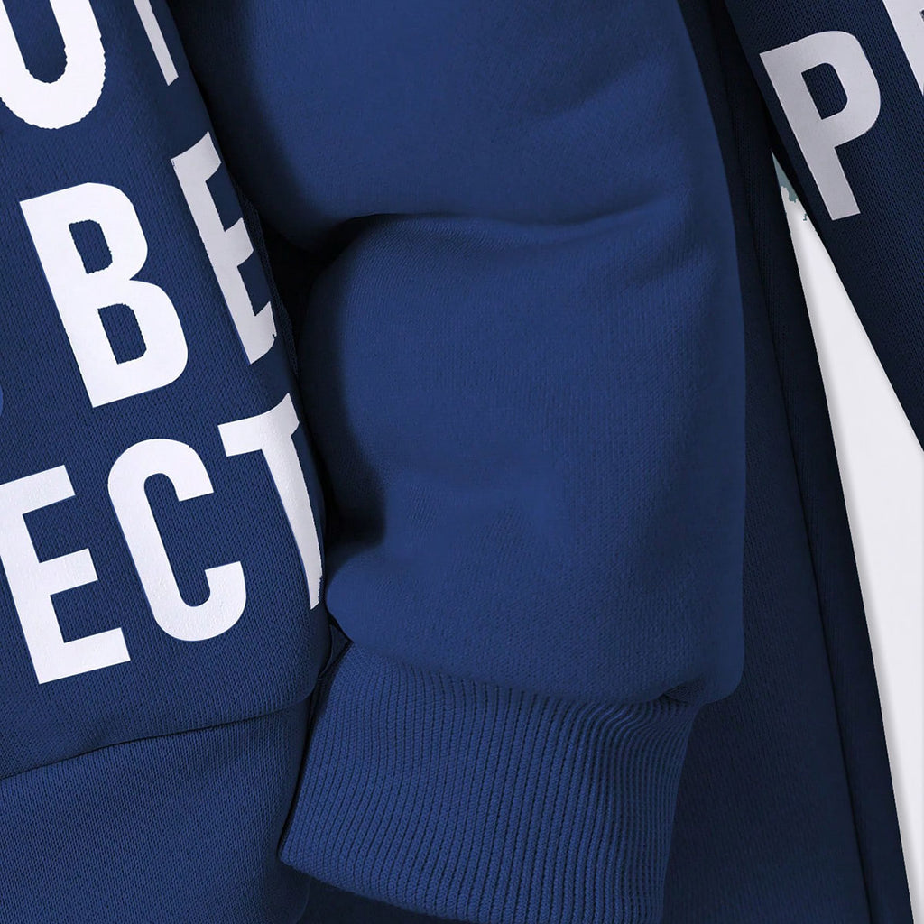 Boys Blue Typographic Printed Sweatshirt With Sling Bag & Jogger Sets Sets