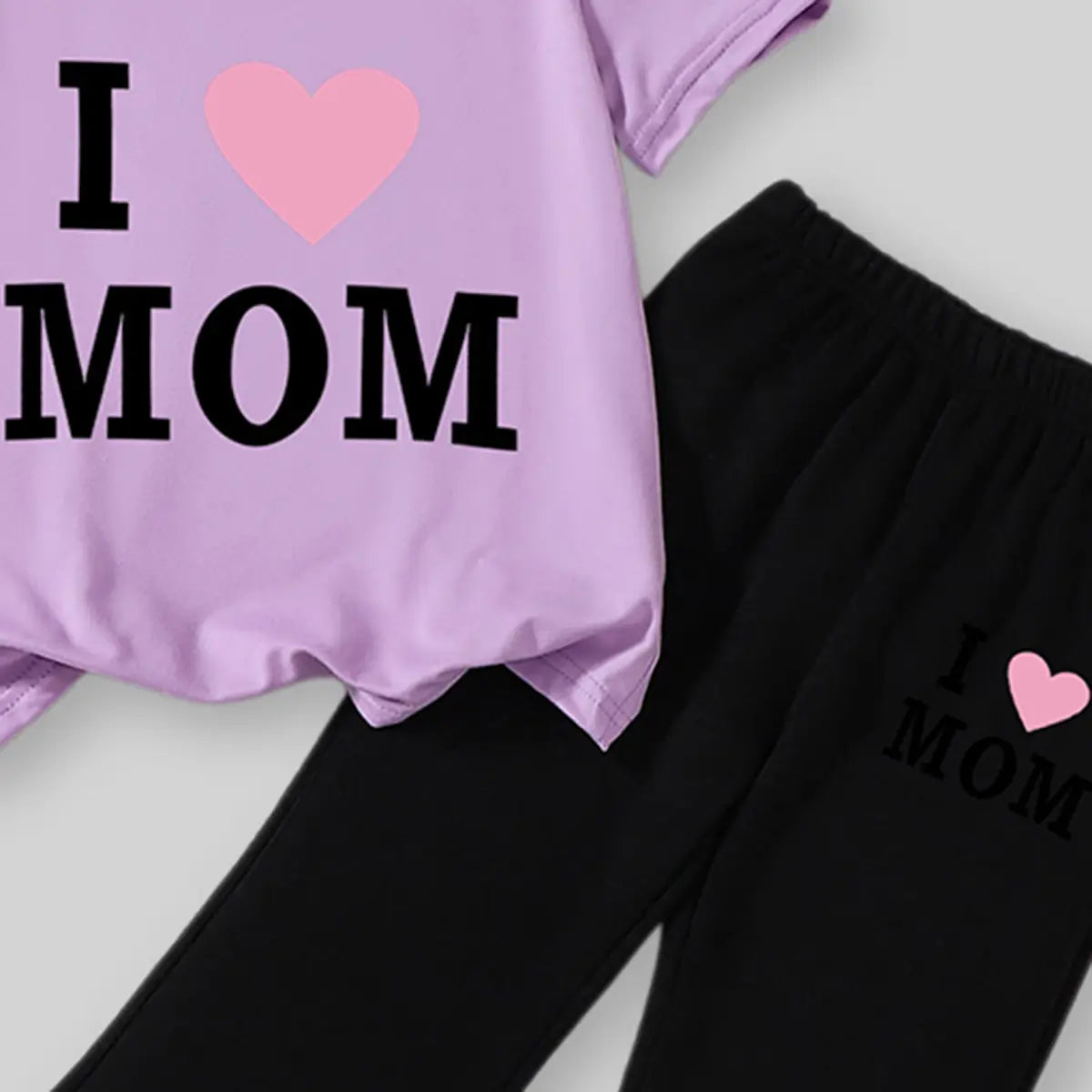 Girls Purple Typographic Printed T-Shirt With Flared Pants Sets Sets