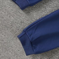 Boys Navy Blue Printed Fur Lined Sweatshirt With Pants Sets 2 pc. Sets