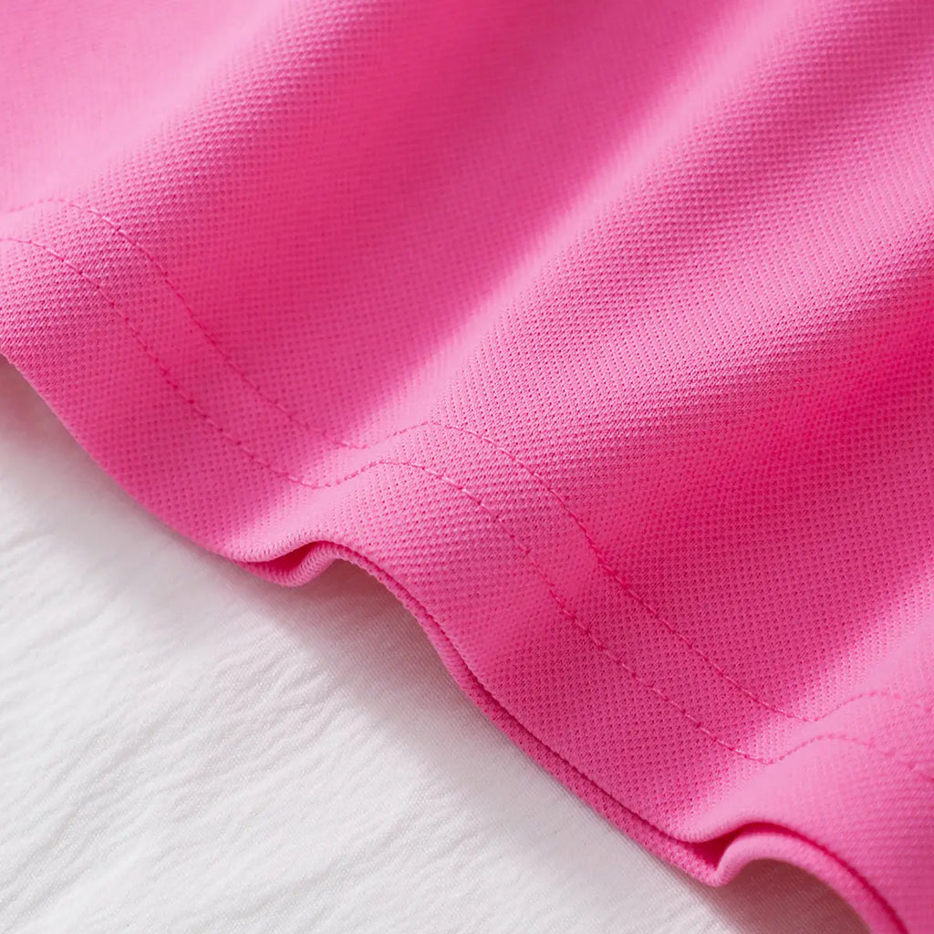 Girls Pink Short Sleeves Polo Top With Skirt Co-ord Sets Sets