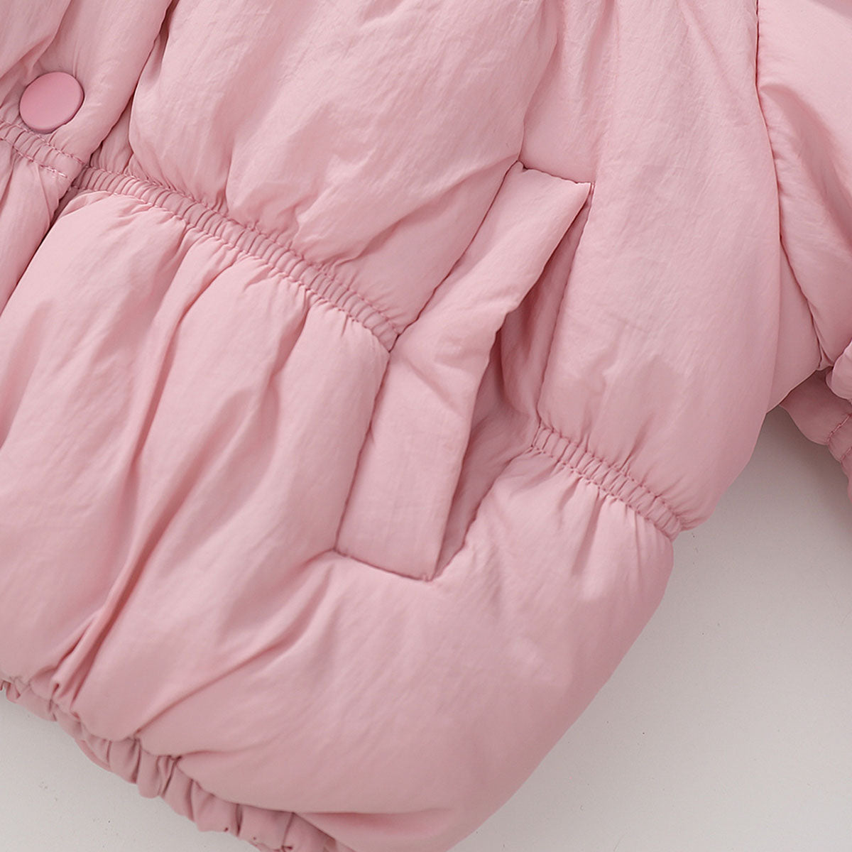 Girls Light Pink Solid Puffer Winter Jacket Coats & Jackets