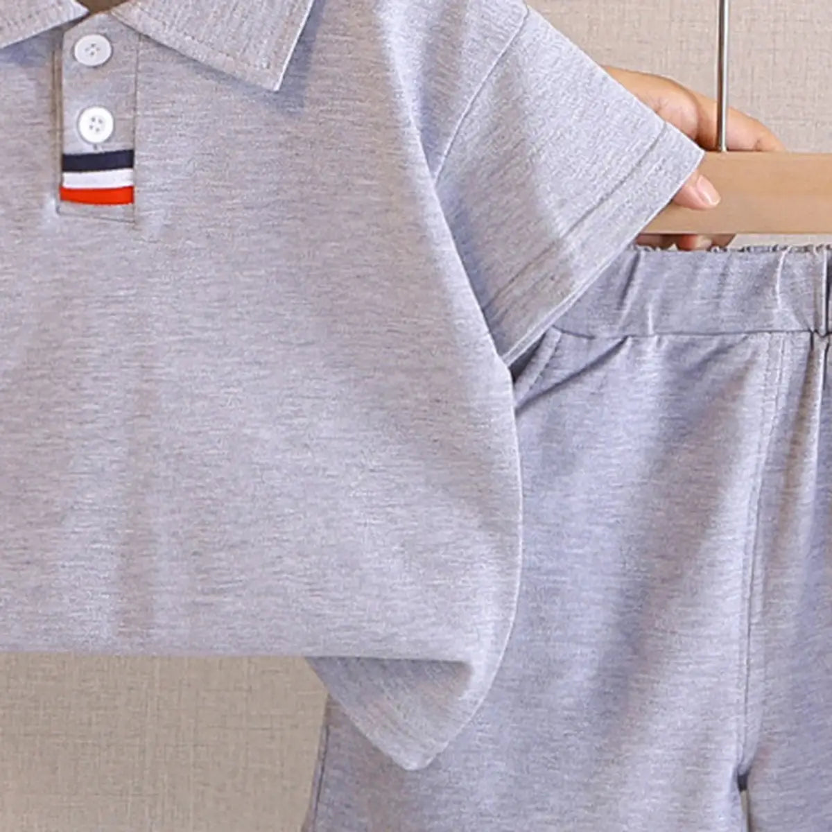 Boys Grey Short Sleeve Polo T-Shirt with Elasticated Shorts Clothing Sets 2 pc. Sets