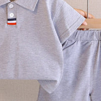 Boys Grey Short Sleeve Polo T-Shirt with Elasticated Shorts Clothing Sets 2 pc. Sets