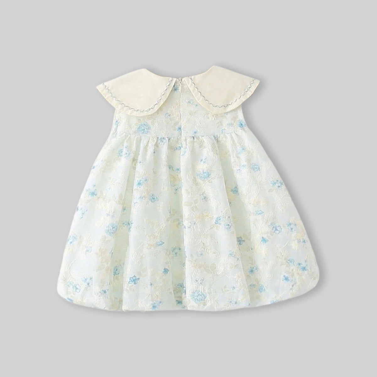 Girls Off White Floral Embroidered Sleeveless Dress Casual Dresses