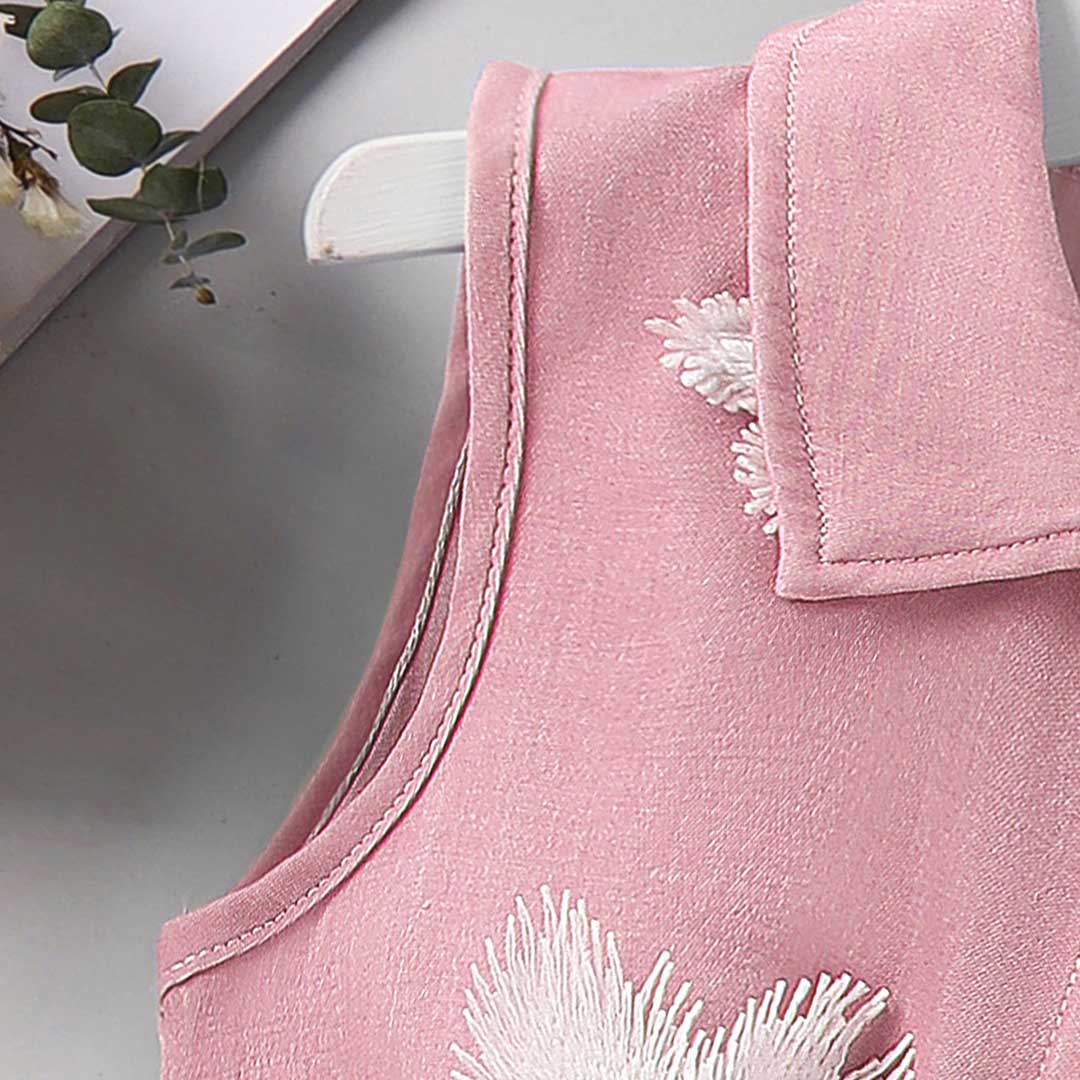 Girls Sleeveless Floral Applique Shirt With Skirt Set 2 pc. Sets   