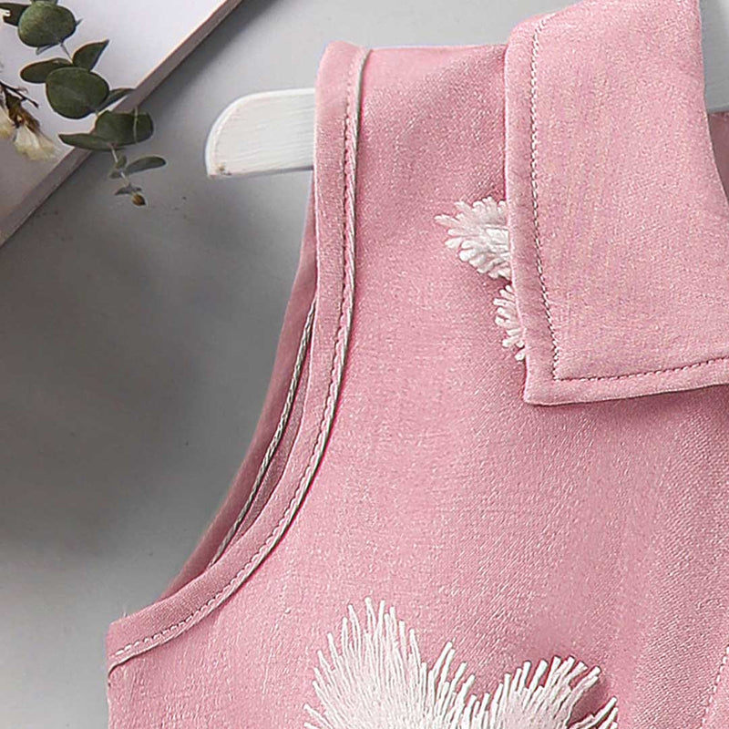 Girls Sleeveless Floral Applique Shirt With Skirt Set 2 pc. Sets   