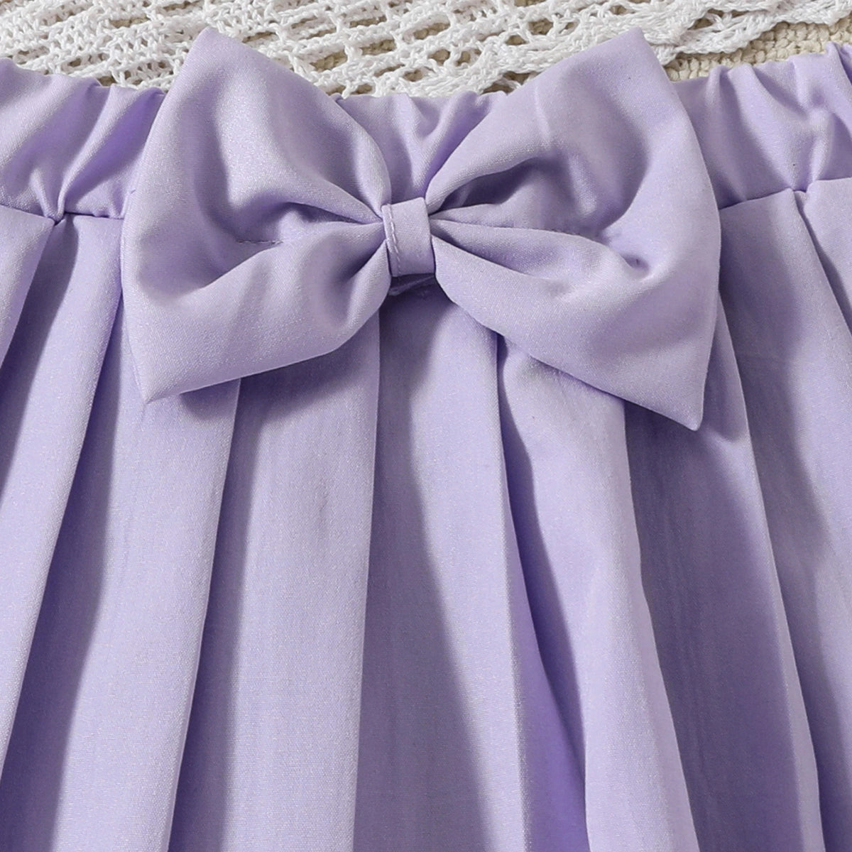 Girls Purple Flower Applique Sleeveless Top With Pleated Skirt Sets Sets