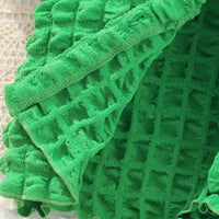 Girls Green Waffle Textured Shirt with Shorts Set Sets