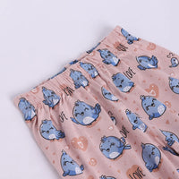 Girls Peach Bird Print Short Sleeve Shirt With Elasticated Pants Sets Sets