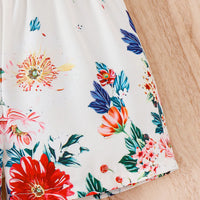 Girls White Floral Print Sleeveless Dress With Cami Top And Shorts Sets 3 pc. Sets