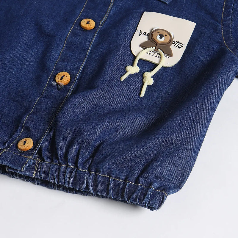 Girls Dark Blue Animal Applique Denim Short With Skirt Sets 2 pc. Sets