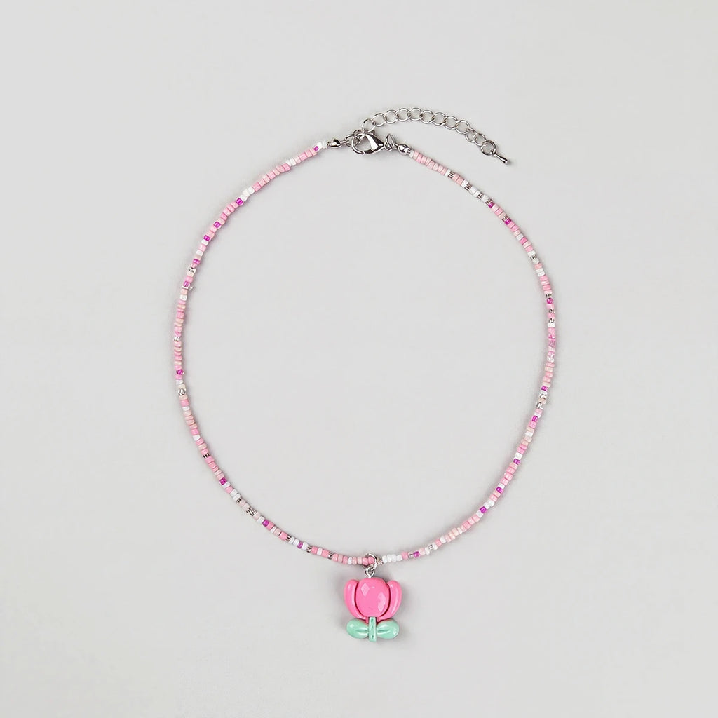 Pack Of 5 Girls Multicolour Floral Beads Necklace Sets Necklace and Chains