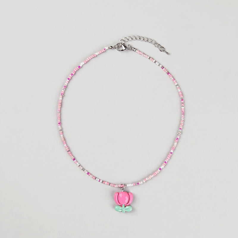 Pack Of 5 Girls Multicolour Floral Beads Necklace Sets Necklace and Chains