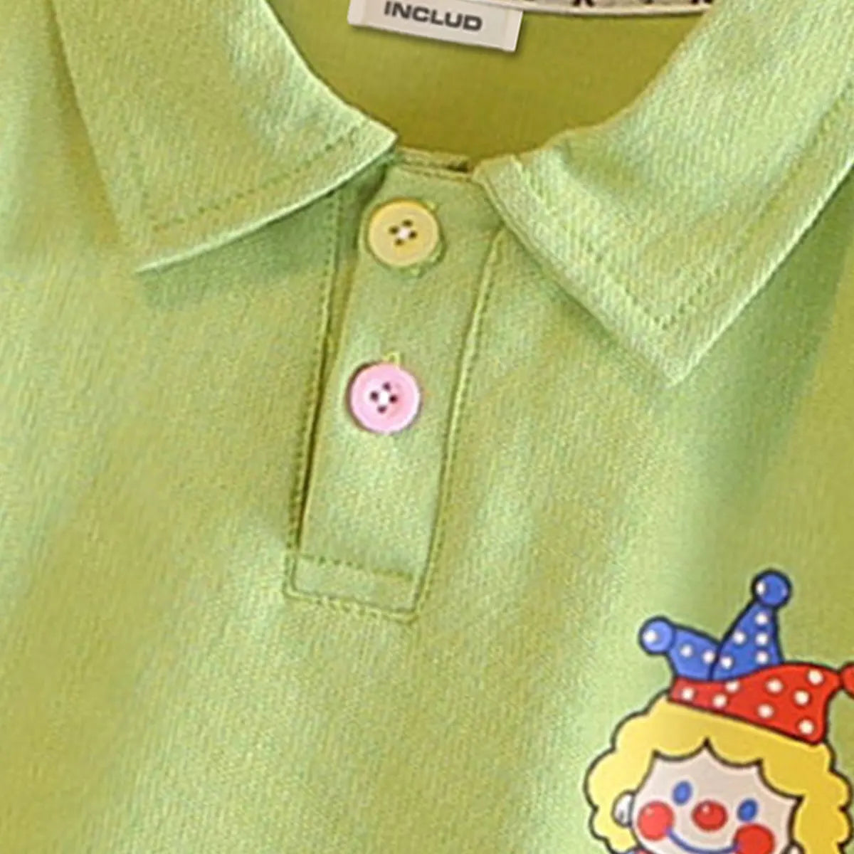 Boys Green Clown Printed Polo T-Shirt With Shorts Co-ord Sets Sets