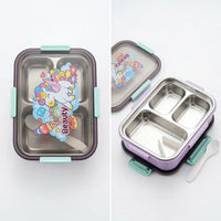 Kids Purple 3-Compartment Stainless Steel Lunch Box Trending Accessories