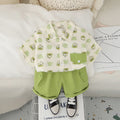 Boys Green Printed Short Sleeves Contrast Flap Shirt With Shorts Set 2 pc. Sets Green 1-2 Y