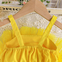 Girls Yellow Strappy Top With Wide Bottom Trouser 2 pc. Sets