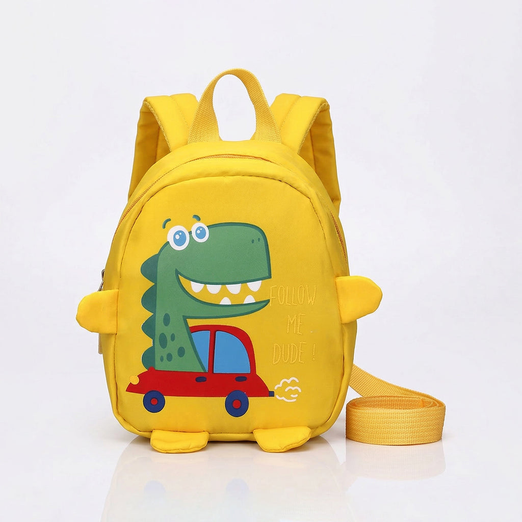 Kids Yellow Dinosaur Print Cotton Mini Backpack with Leash Trending Accessories