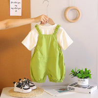 Boys Green Puppy Applique Short Sleeve T-shirt with Dungaree Sets 2 pc. Sets