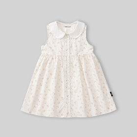 Girls Off-White Floral Printed Peter Pan Collar Fit & Flare Dress Casual Dresses