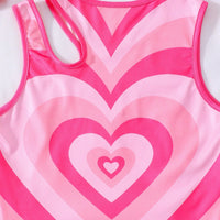 Girls Pink Heart And Marble Print Crop Tops Pack Of 2 Tops