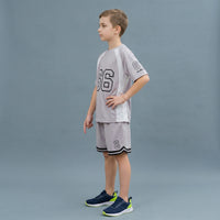 Boys Light Grey Graphic Print Short Sleeve T-Shirt With Shorts Sets 2 pc. Sets