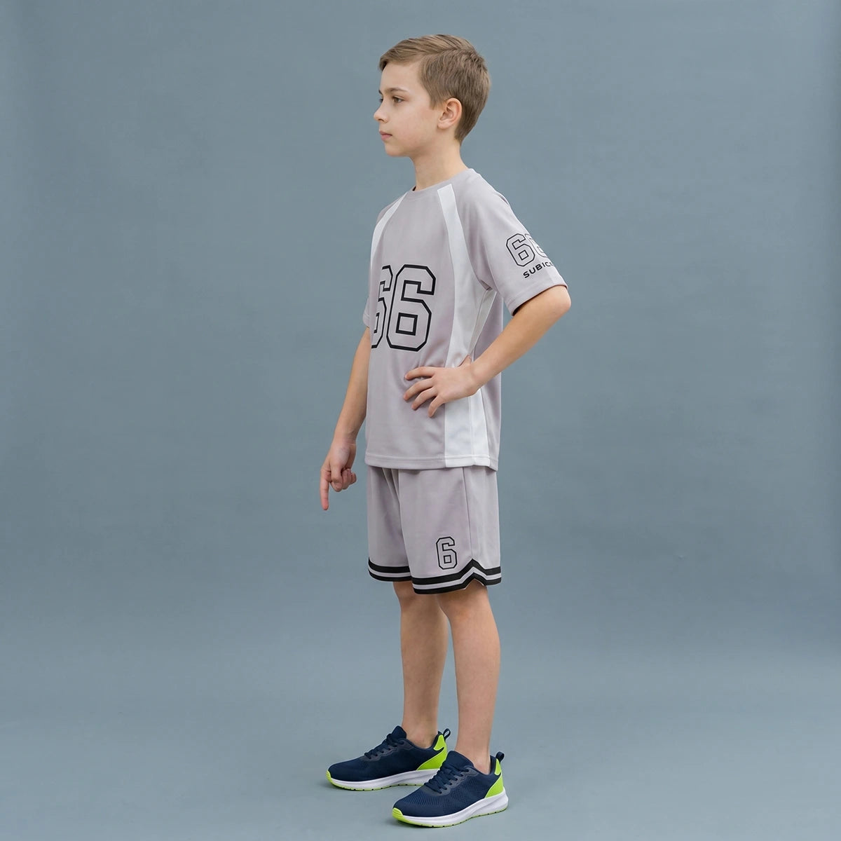 Boys Light Grey Graphic Print Short Sleeve T-Shirt With Shorts Sets 2 pc. Sets