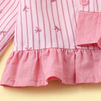 Girls Light Pink Striped Long Sleeve Shirt Shirts
