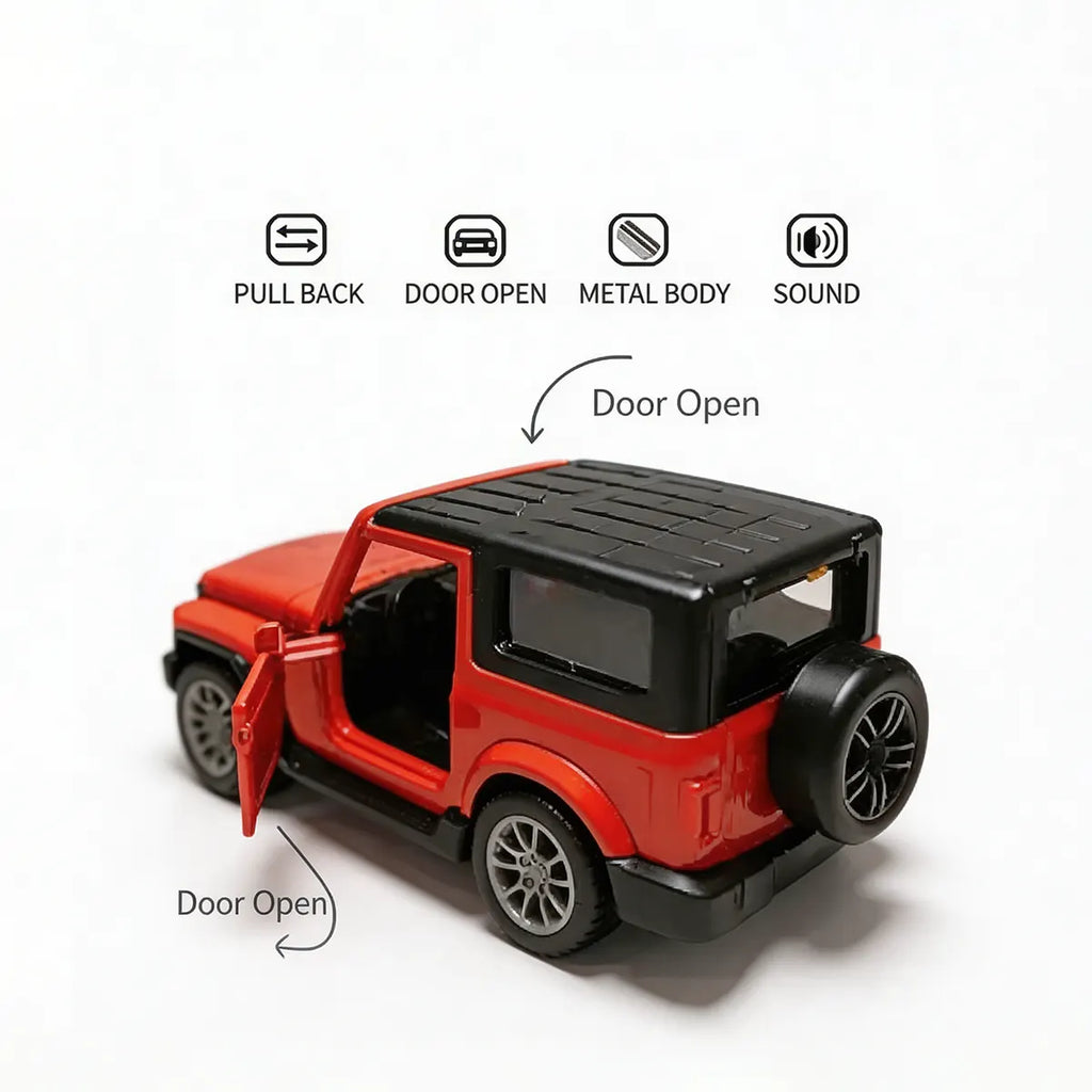 Kids Red Thar Metal Pull-Back Car Toy with Lights & Music Trending Accessories