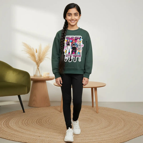 Girls Green K-Pop Queens Graphics Sweatshirt Sweatshirts & Hoodies Green 3-4 Y